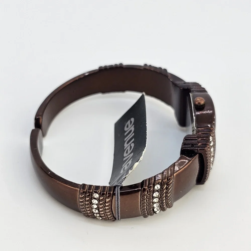 Avenue Open Cuff Watch Women 20MM Cream Dial Brown Bands 5.5" NEW Battery - Picture 8 of 11